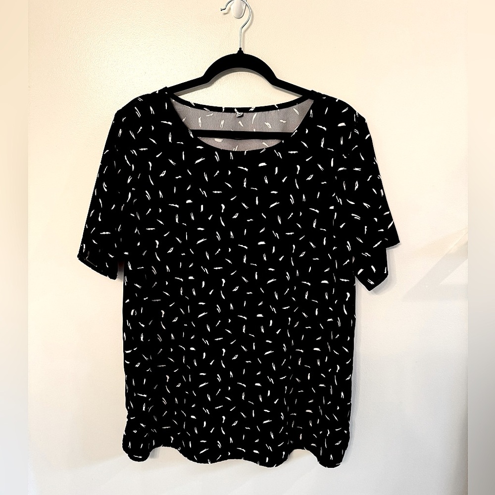 Black Casual Short Sleeve Round Neck Shirt Size 2X